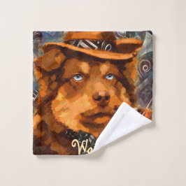 Handsome Gangster Dog w / Blue Eyes Gepersonalisee Washandje