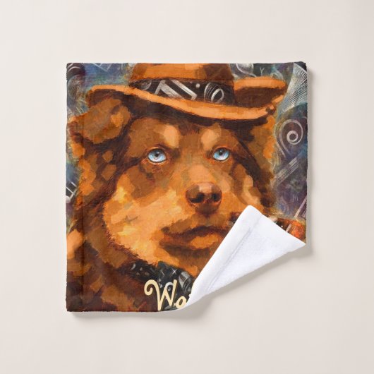 Handsome Gangster Dog w / Blue Eyes Gepersonalisee Washandje (Wasdoekje)
