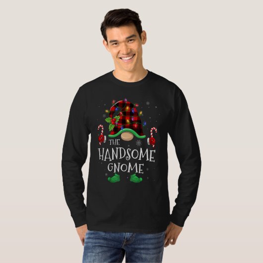 Handsome Gnome Buffalo Plaid Matching Family Chris T-shirt (Voorkant volledig)