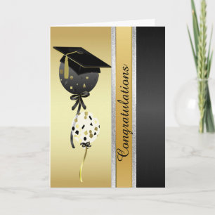 Handsome Gold and Black Balloons Afstuderen Card Kaart