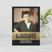 Handsome Gold Foil Cutout Effect Photo Afstuderen Kaart (Staand voorkant)