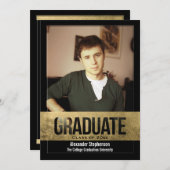 Handsome Gold Foil Cutout Effect Photo Afstuderen Kaart (Voorkant / Achterkant)