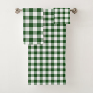 Handsome Green and White Gingham Pset Towel Set Bad Handdoek
