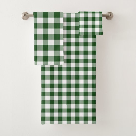 Handsome Green and White Gingham Pset Towel Set Bad Handdoek (Insitu)