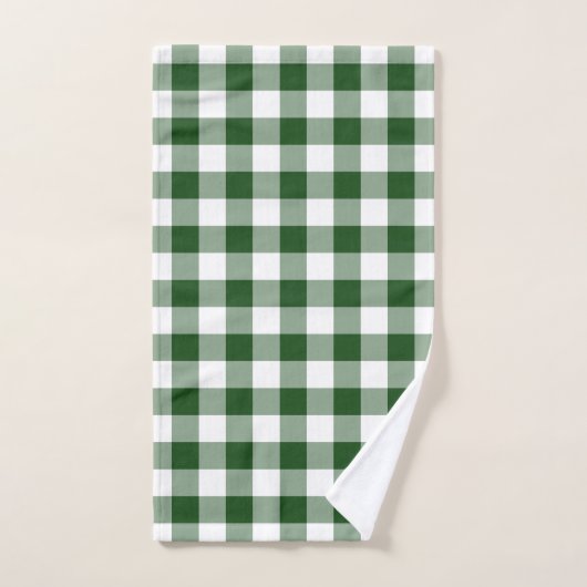 Handsome Green and White Gingham Pset Towel Set Bad Handdoek (Handdoek)