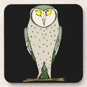 Handsome Green Owl on Black Bier Onderzetter (Voorkant)