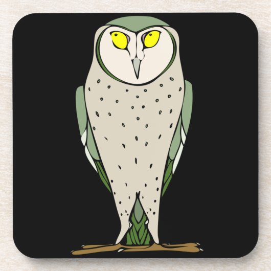 Handsome Green Owl on Black Bier Onderzetter (Voorkant)