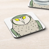 Handsome Green Owl on White Drankjes Onderzetter (Linkerzijde)