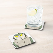 Handsome Green Owl on White Drankjes Onderzetter