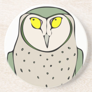 Handsome Green Owl on White Zandsteen Onderzetter