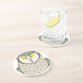 Handsome Green Owl on White Zandsteen Onderzetter (Zijkant)