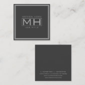 Handsome Grey & Dark Grey Professional (info terug Vierkante Visitekaartje (Voorkant / Achterkant)