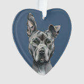 Handsome Grey Pit Bull Terrier Dog Tekening Ornament (voorkant)