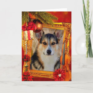 Handsome Holiday Welsh Corgi met Lijst Feestdagen Kaart