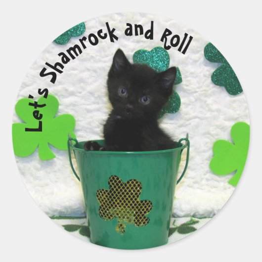 Handsome Jack the Irish Cat - St. Patrick's Day Ronde Sticker (Voorkant)