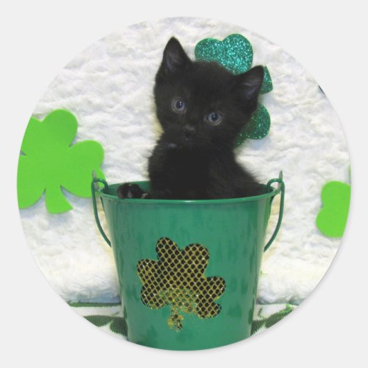 Handsome Jack's St. Patrick's Day - Kat / Kitten Ronde Sticker (Voorkant)