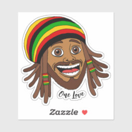 Handsome Jamaican Rasta Man One Love Sticker