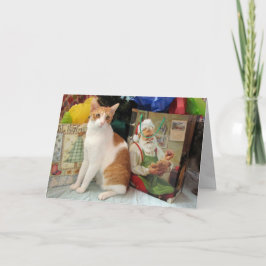 Handsome Kagan Brings Gifts - Kat-kerstKaart Feestdagen Kaart