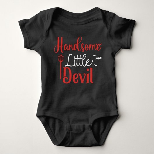 Handsome Little Devil Black Red Boy Halloween Romper (Voorkant)