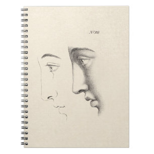 Handsome Man Profile Antiek French Engraving Notitieboek