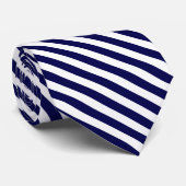 Handsome Navy Blue and White Striped Stropdas (Opgerold)