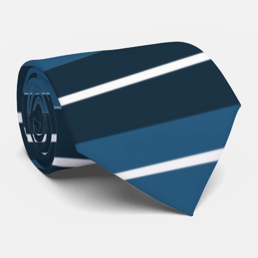 Handsome Navy Blue White Stripes Stropdas (Opgerold)