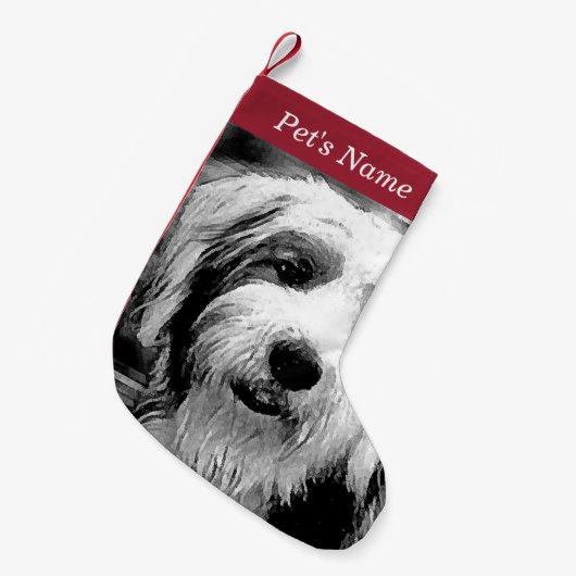 Handsome Old English Sheepdog Kleine Kerstsok (Voorkant (Hangend))