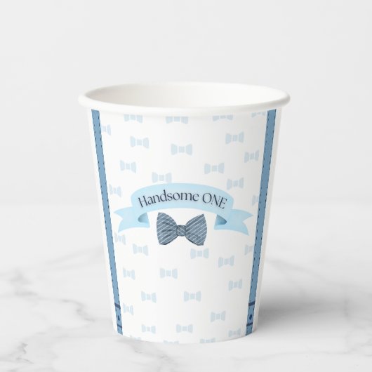 Handsome One Baby Boy First Birthday Cups Papieren Bekers (Voorkant)