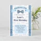 Handsome One Baby Boy First Birthday Party Invite Kaart (Staand voorkant)