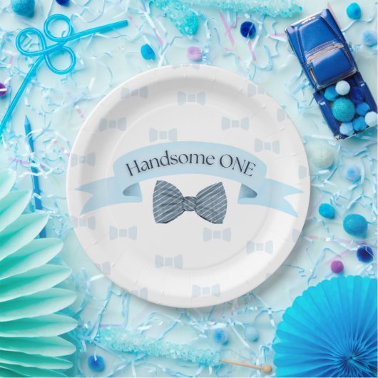 Handsome One Baby Boy First Birthday Party Plates Papieren Bordje (Feest)