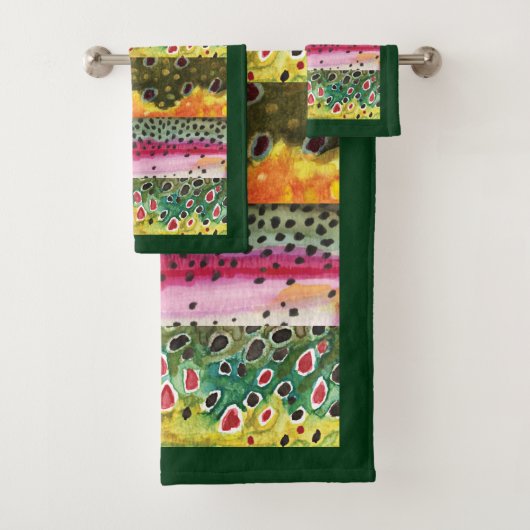 Handsome Original 3 Trout Skins Bad Handdoek (Insitu)