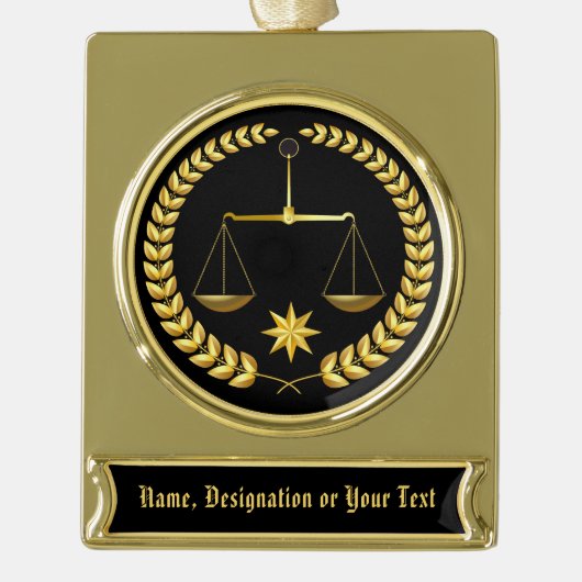 Handsome Personalized Attorney Ornament JOUW TEKST Verguld Banner Ornament (Voorkant)