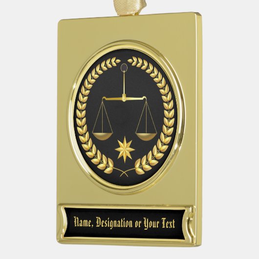 Handsome Personalized Attorney Ornament JOUW TEKST Verguld Banner Ornament (Links)