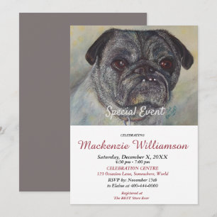 HANDSOME PUG WISHES HAPPY BIRTHDAY KAART