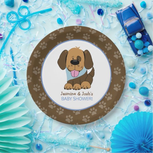 Handsome Puppy Dog Baby shower Custom Party Borden Papieren Bordje (Feest)