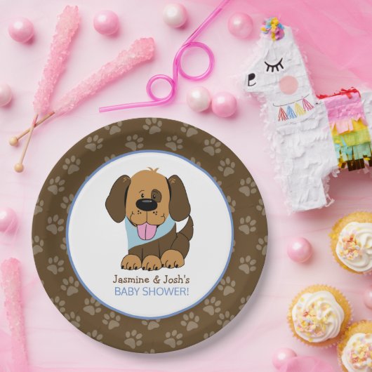 Handsome Puppy Dog Baby shower Custom Party Borden Papieren Bordje (Feest)