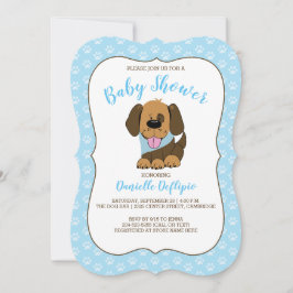 Handsome Puppy Dog Boy Baby shower Invitation Kaart