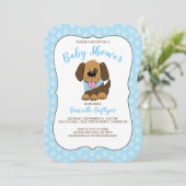 Handsome Puppy Dog Boy Baby shower Invitation Kaart (Staand voorkant)