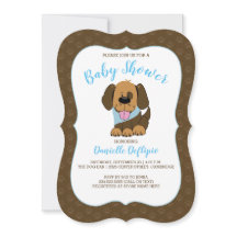 Handsome Puppy Dog Boy Baby shower nodigt Brown ui