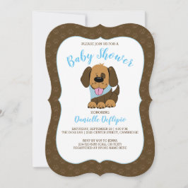 Handsome Puppy Dog Boy Baby shower nodigt Brown ui Kaart