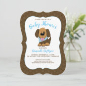 Handsome Puppy Dog Boy Baby shower nodigt Brown ui Kaart (Staand voorkant)