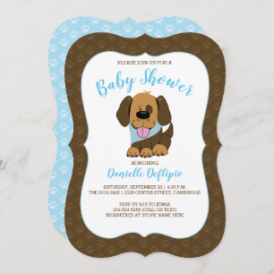 Handsome Puppy Dog Boy Baby shower nodigt Brown ui Kaart