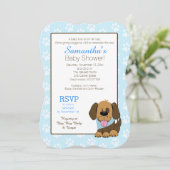 Handsome Puppy Dog Paw Print Baby shower Uitnodige Kaart (Staand voorkant)