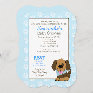 Handsome Puppy Dog Paw Print Baby shower Uitnodige Kaart
