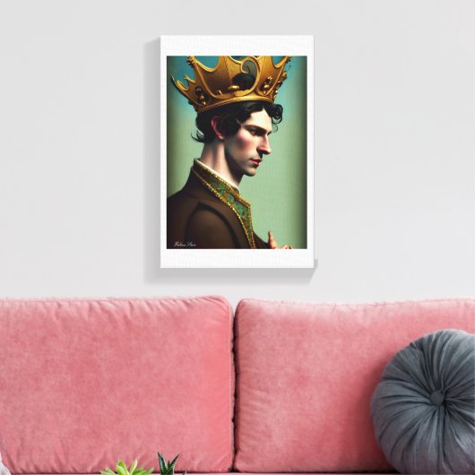 Handsome Royal King Faux Canvas afdrukken (Insitu (Woonkamer))