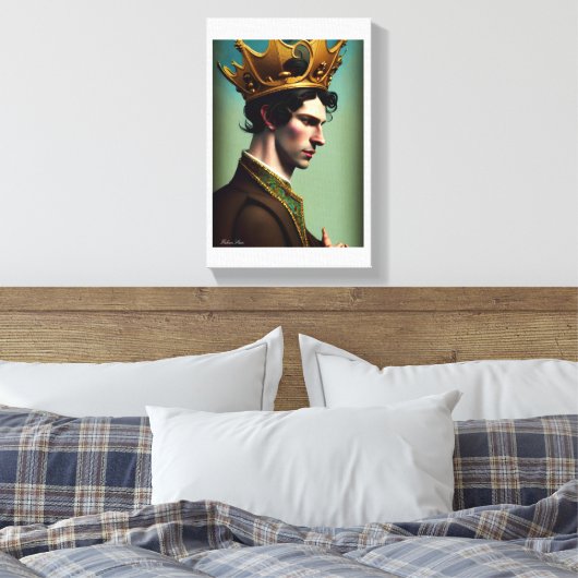 Handsome Royal King Faux Canvas afdrukken (Insitu (Slaapkamer))