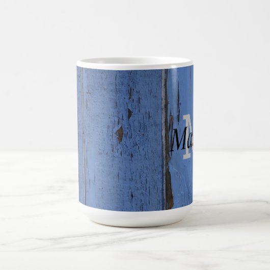 Handsome Rustic Blue Personalized Monogram Koffiemok (Center)