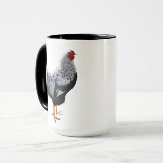 Handsome Silver Penciled Wyandotte Rooster Mok (Voorkant links)