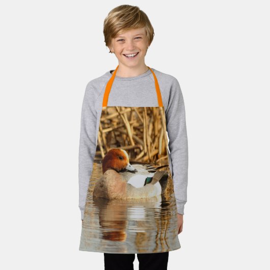 Handsome Stranger Eurasian Wigeon Duck aan de Pond Schort (Gedragen)