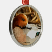 Handsome Stranger in Town Eurasian Wigeon Duck Metalen Ornament (Rechts)